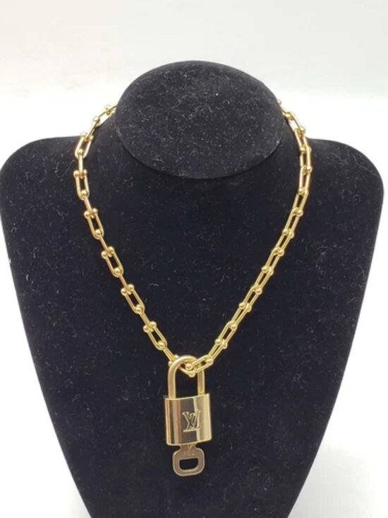 Louis Vuitton Jewelry - Gold-Plated Necklace with Authentic Louis Vuitton Padlock